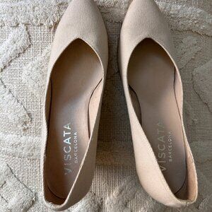 Viscata Barcelona Ivory Roses Canvas V Cut Espadrille Wedges